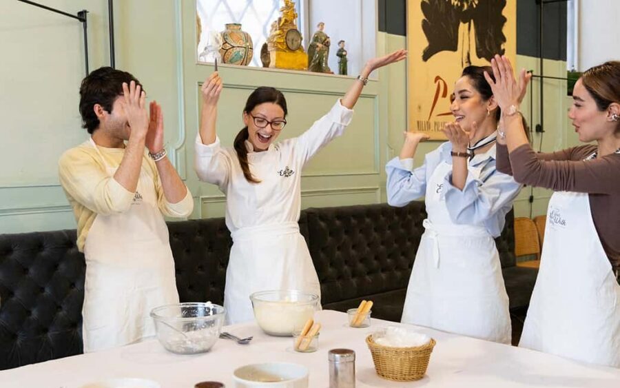 Rome: 3-in-1 Fettuccine, Ravioli, and Tiramisu Cooking Class - The table finale: wine, limoncello, and eating your own work