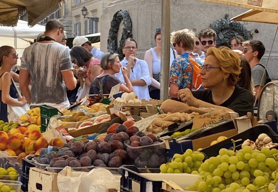 Rome: Food & Wine Tour of Campo de Fiori, Ghetto, Trastevere - Campo de Fiori Market Stops and the Real Story Behind Pizza Bianca