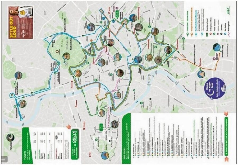 Rome:Hop-On Hop-Off Panoramic Open Bus Ticket 3 Circuits x 1 - Villa Borghese and Piazza Barberini: views plus everyday Rome